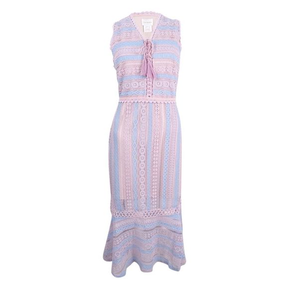 Foxiedox Women's Lace-Up Crochet Midi Dress - Lilac Multi - Picture 1 of 3